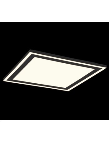 Carus plafoniera led quadrata bordo nero doppio interruttore per accensioni separate 43cm x 43cm
