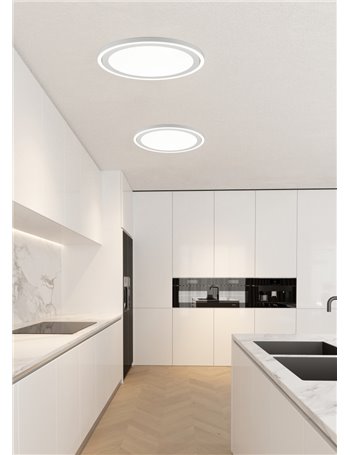 Carus plafoniera led rotonda bordo bianco doppio interruttore per accensioni separate d. 43cm