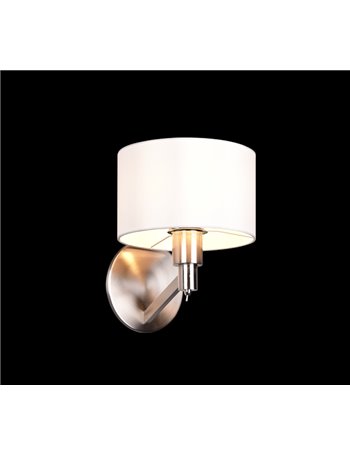 Cassio applique metallo acciaio con paralume bianco ed interruttore h. 27,9cm