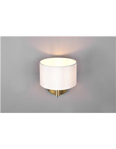 Cassio applique metallo ottone con paralume bianco ed interruttore h. 27,9cm 2