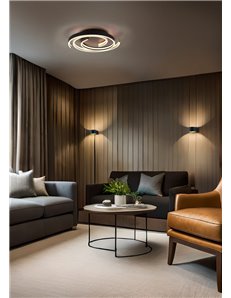 Caya plafoniera led spirale metallo ottone e nero con regolazione intensita' e temperatura di colore della luce con interruttore