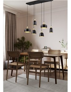 Chiraz sospensione 6 diffusori metallo forme differenti nero e oro l. 91cm