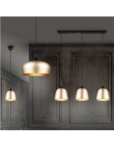 Chiron sospensione barra metallo nera 3 diffusori ottone satinato l.80cm