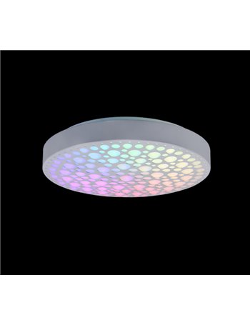 Chizu plafoniera led rotonda bianca effetto cerchi anche rgb con telecomando multifunzione d. 40cm