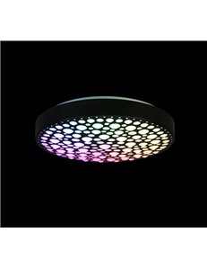 Chizu plafoniera led rotonda nera effetto cerchi anche rgb con telecomando multifunzione d. 40cm