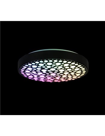 Chizu plafoniera led rotonda nera effetto cerchi anche rgb con telecomando multifunzione d. 40cm
