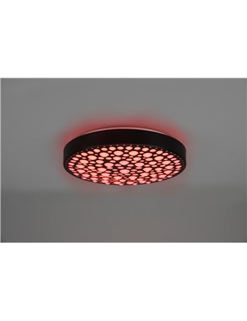 Chizu plafoniera led rotonda nera effetto cerchi anche rgb con telecomando multifunzione d. 40cm Chizu plafoniera led rotonda nera effetto cerchi anche rgb con telecomando multifunzione d. 40cm
