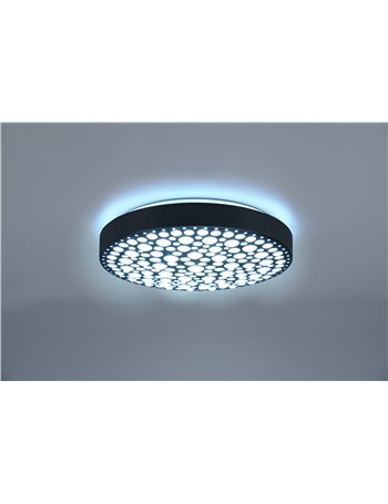 Chizu plafoniera led rotonda nera effetto cerchi anche rgb con telecomando multifunzione d. 40cm Chizu plafoniera led rotonda nera effetto cerchi anche rgb con telecomando multifunzione d. 40cm