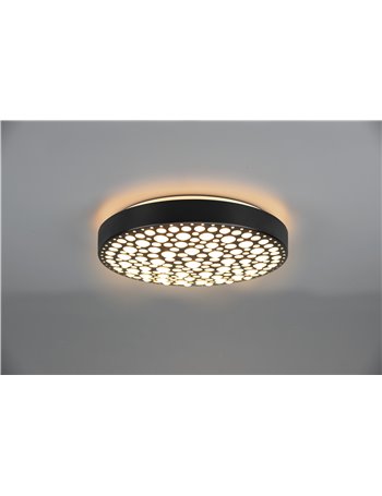 Chizu plafoniera led rotonda nera effetto cerchi anche rgb con telecomando multifunzione d. 40cm Chizu plafoniera led rotonda nera effetto cerchi anche rgb con telecomando multifunzione d. 40cm