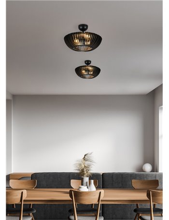 Colino plafoniera legno e metallo nero d. 40cm