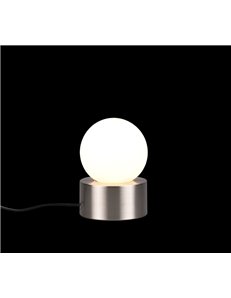 Countess lampada da tavolo base in metallo acciaio con vetro bianco accensione touch h. 17cm 2