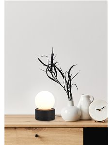 Countess lampada da tavolo base in metallo nero con vetro bianco accensione touch h. 17cm