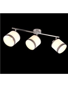 Davos barra 3 spots orientabili metallo cromato paralumi bianco e grigio l. 58cm 2