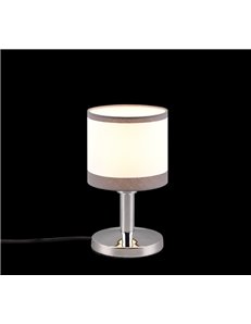 Davos lampada da tavolo metallo cromato paralume bianco e grigio h. 22cm 2