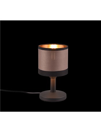 Davos lampada da tavolo metallo nero paralume tortora e oro h. 22cm