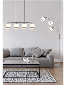 Davos piantana metallo cromato 3 paralumi bianco e grigio h. 185cm