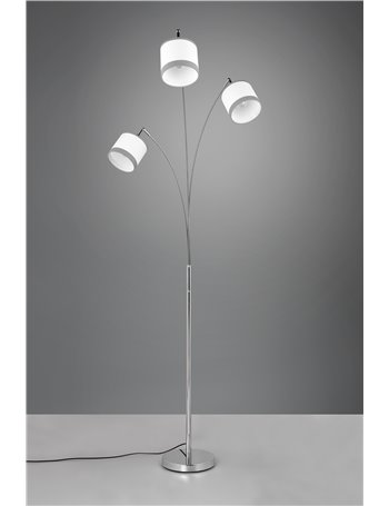 Davos piantana metallo cromato 3 paralumi bianco e grigio h. 185cm