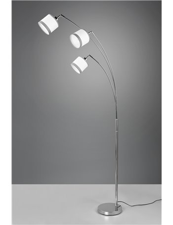 Davos piantana metallo cromato 3 paralumi bianco e grigio h. 185cm