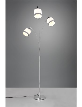 Davos piantana metallo cromato 3 paralumi bianco e grigio h. 185cm