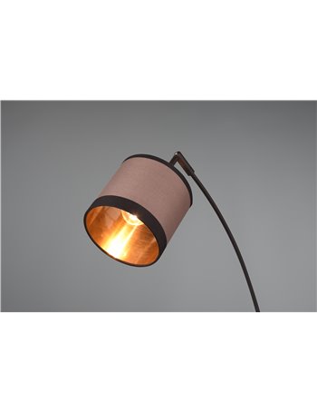 Davos piantana metallo nero 3 paralumi tortora e oro h. 185cm