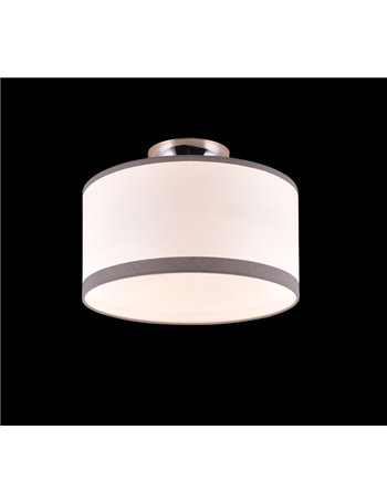 Davos plafoniera metallo cromato paralume bianco e grigio d. 30cm