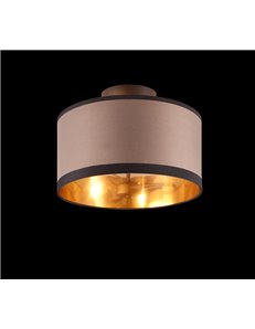 Davos plafoniera metallo nero paralume tortora e oro d. 30cm 2
