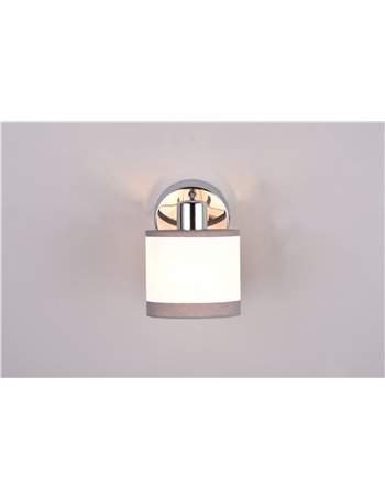 Davos spot singolo orientabile metallo cromato paralume bianco e grigio h. 21cm Davos spot singolo orientabile metallo cromato paralume bianco e grigio h. 21cm