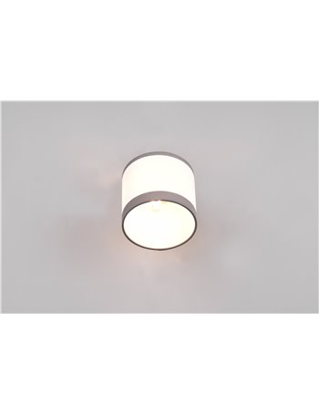 Davos spot singolo orientabile metallo cromato paralume bianco e grigio h. 21cm Davos spot singolo orientabile metallo cromato paralume bianco e grigio h. 21cm