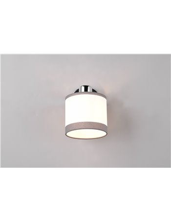 Davos spot singolo orientabile metallo cromato paralume bianco e grigio h. 21cm Davos spot singolo orientabile metallo cromato paralume bianco e grigio h. 21cm