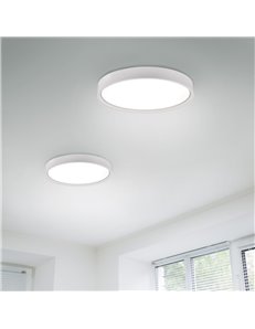 Doha plafoniera led con bordo metallo bianco illuminato e regolazione temperatura di colore led d. 45cm