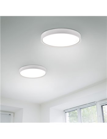 Doha plafoniera led con bordo metallo bianco illuminato e regolazione temperatura di colore led d. 45cm