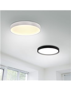 Doha plafoniera led con bordo metallo nero illuminato e regolazione temperatura di colore led d. 45cm