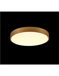 Doha plafoniera led con bordo metallo ottone anticato illuminato e regolazione temperatura di colore led d. 45cm