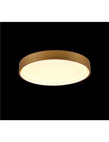 Doha plafoniera led con bordo metallo ottone anticato illuminato e regolazione temperatura di colore led d. 45cm