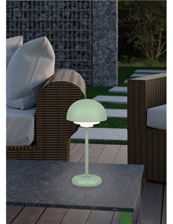 Elliot lampada led da appoggio da esterno ricaricabile con usb-c con accensione touch 4 intensita' verde h. 26cm ip44