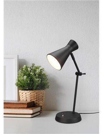 Enzo lampada da tavolo diffusore doppio cono metallo nero h. 50cm