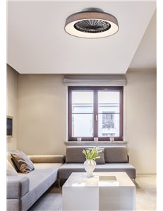 Faresund ventilatore e plafoniera led diffusore satinato con bordo tessuto grigio con telecomando multifunzione regolazione inte