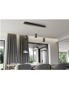 Franklin barra 3 sospensioni led regolabile in altezza con bilancieri antracite regolazione intensita' con interruttore a parete