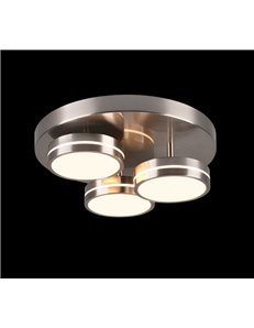 Franklin plafoniera led 3 diffusori circolari acciaio regolazione intensita' con interruttore a parete d. 35cm 2