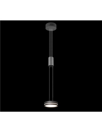 Franklin sospensione led regolabile in altezza con bilanciere antracite regolazione intensita' con interruttore a parete d. 14cm