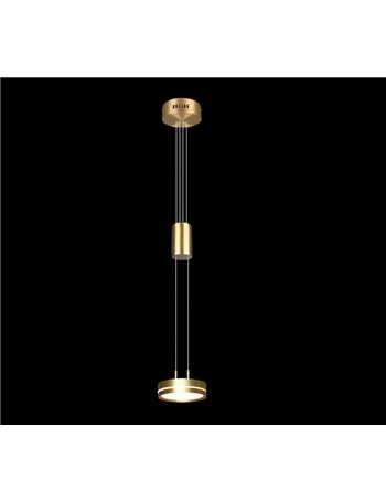 Franklin sospensione led regolabile in altezza con bilanciere ottone satinato regolazione intensita' con interruttore a parete d