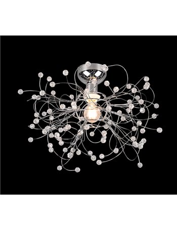 Gloria plafoniera fili metallo cromato con gemme effetto cristallo d. 52cm