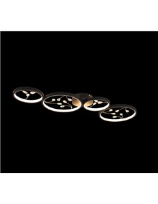 Groovy plafoniera led 4 cerchi con decori gemme trasparenti nera con funzione di regolazione intensita' con normale interruttore