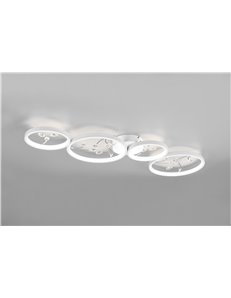 Groovy plafoniera led 4 cerchi con decori gemme trasparenti bianca con funzione di regolazione intensita' con normale interrutto