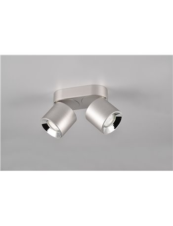 Guayana barra 2 spots orientabili anche da incasso metallo acciaio l. 18cm Guayana barra 2 spots orientabili anche da incasso metallo acciaio l. 18cm