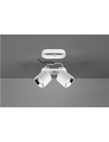 Guayana barra 2 spots orientabili anche da incasso metallo bianco l. 18cm Guayana barra 2 spots orientabili anche da incasso metallo bianco l. 18cm