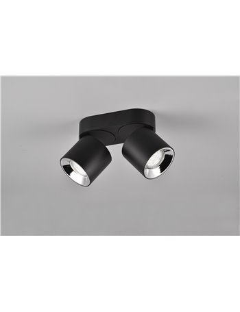 Guayana barra 2 spots orientabili anche da incasso metallo nero l. 18cm Guayana barra 2 spots orientabili anche da incasso metallo nero l. 18cm