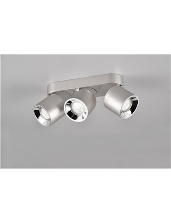 Guayana barra 3 spots orientabili anche da incasso metallo acciaio l. 27,3cm Guayana barra 3 spots orientabili anche da incasso metallo acciaio l. 27,3cm