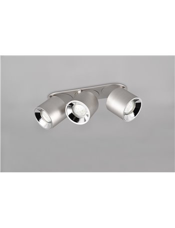 Guayana barra 3 spots orientabili anche da incasso metallo acciaio l. 27,3cm Guayana barra 3 spots orientabili anche da incasso metallo acciaio l. 27,3cm