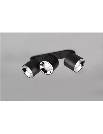 Guayana barra 3 spots orientabili anche da incasso metallo nero l. 27,3cm Guayana barra 3 spots orientabili anche da incasso metallo nero l. 27,3cm